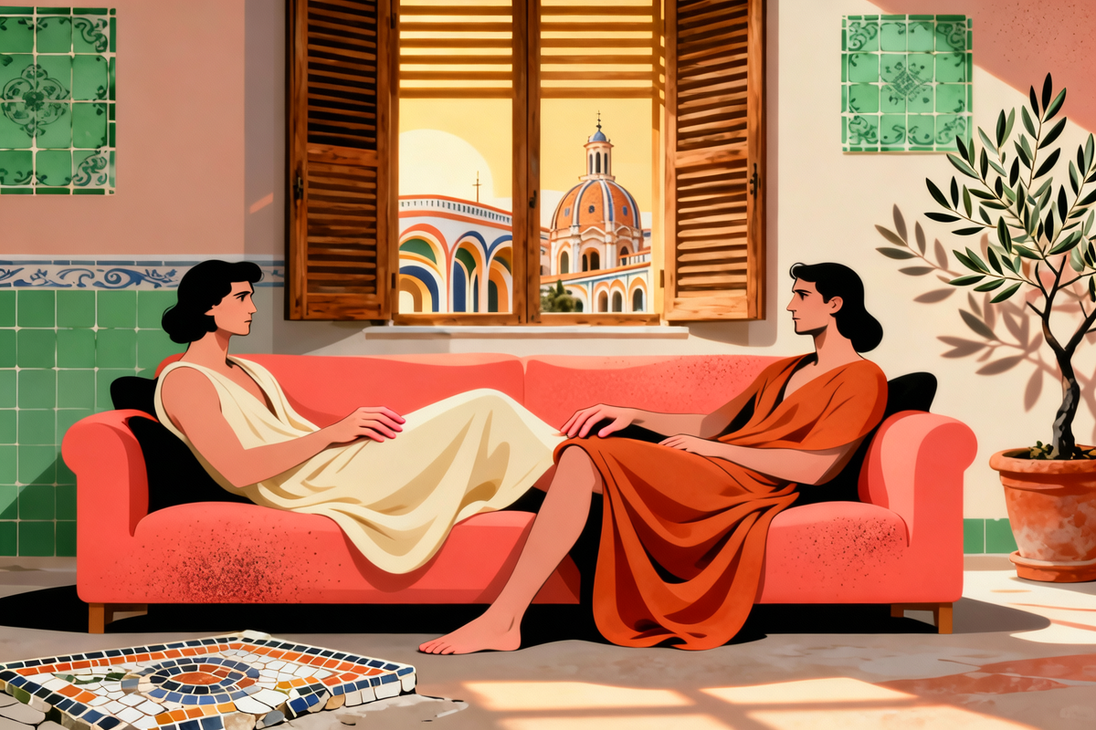 Juegos de seducción y masturbación cruzada en el sofá de mi salón