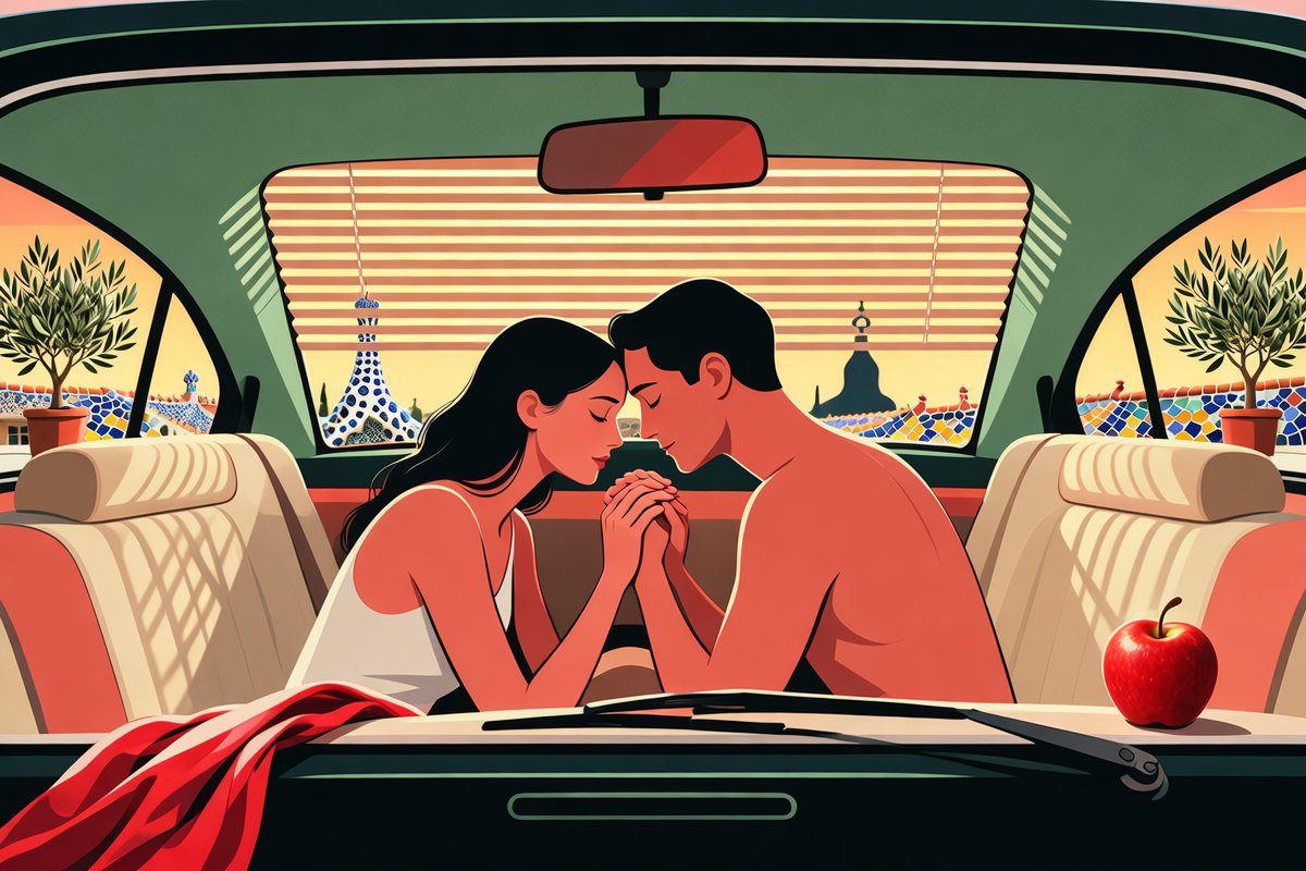 Alcanzando el orgasmo dentro del coche en el mirador de Sarrià